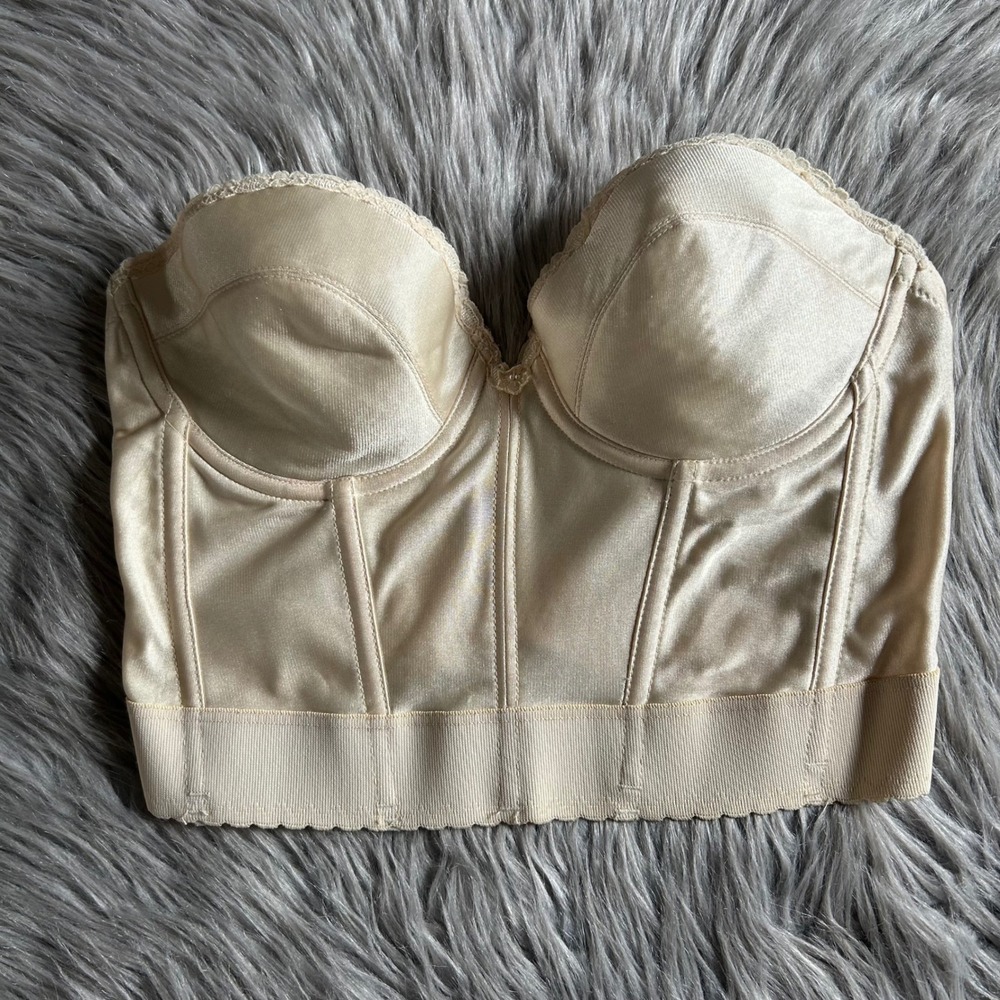 Vintage Carnival Low Back Low Plunge Bustier Women Size 38C Bare Back Corset Bra